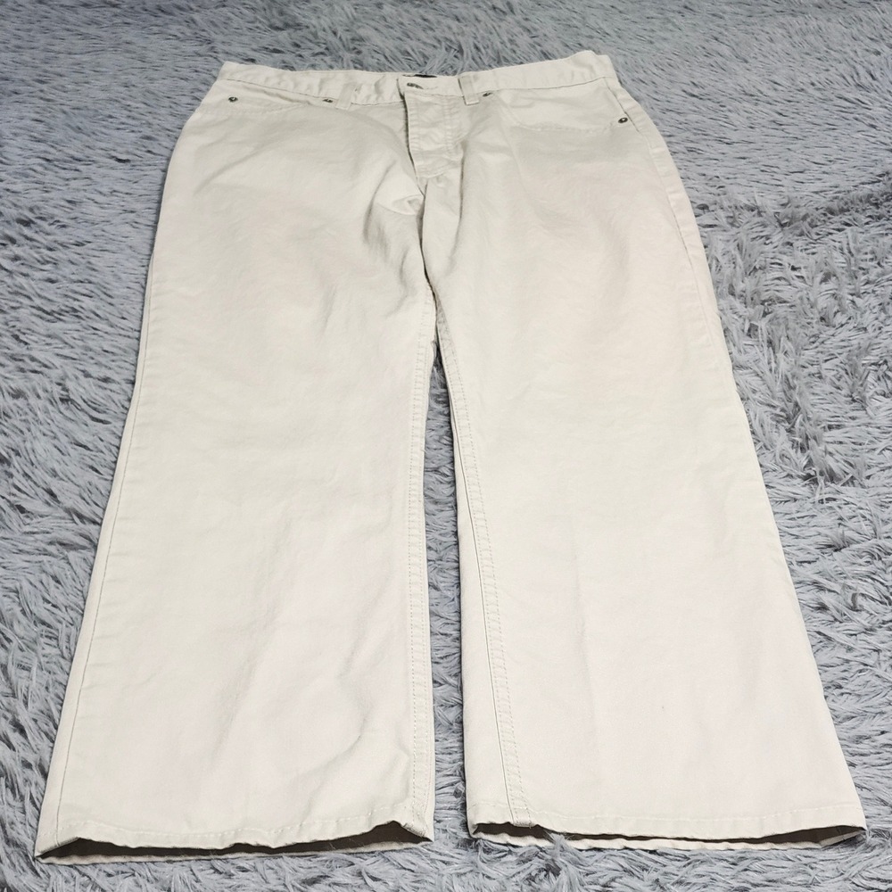 Banana Republic Wide Leg Button Fly Jeans Womens 32x26‎ Hemmed Pants Tan Beige